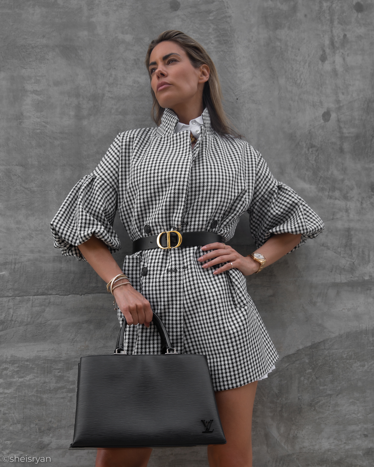 ryan starr in trending houndstooth pieces 