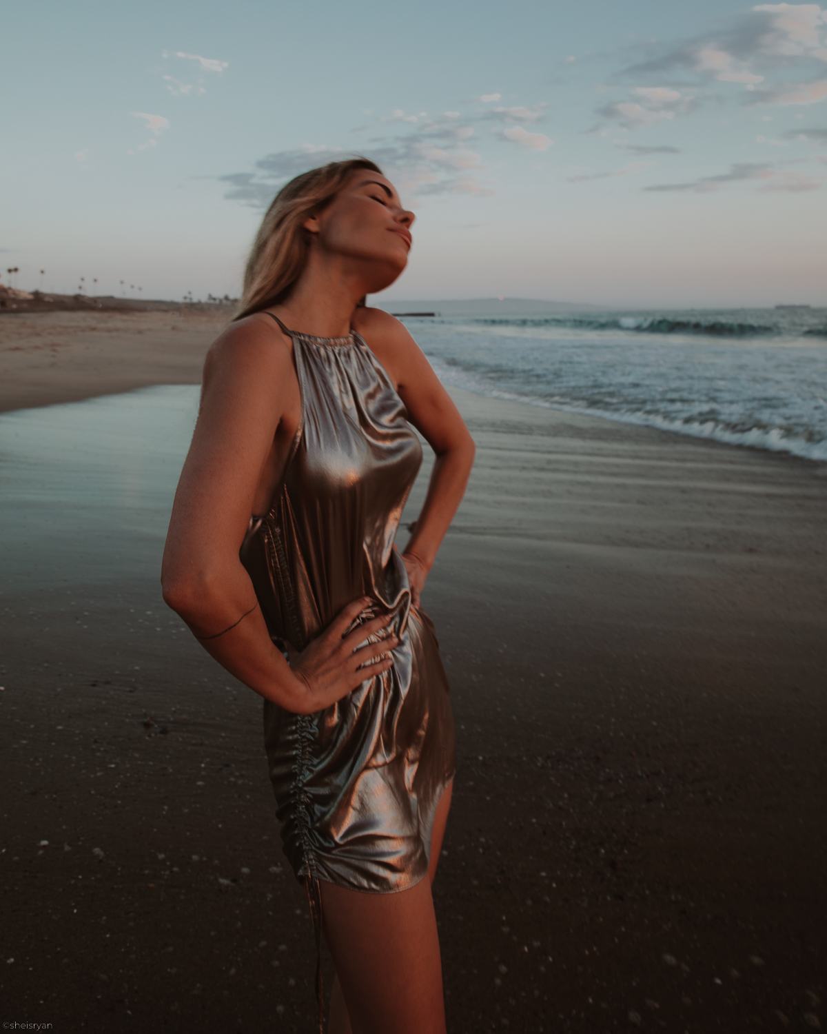 ryan starr in metallic dress