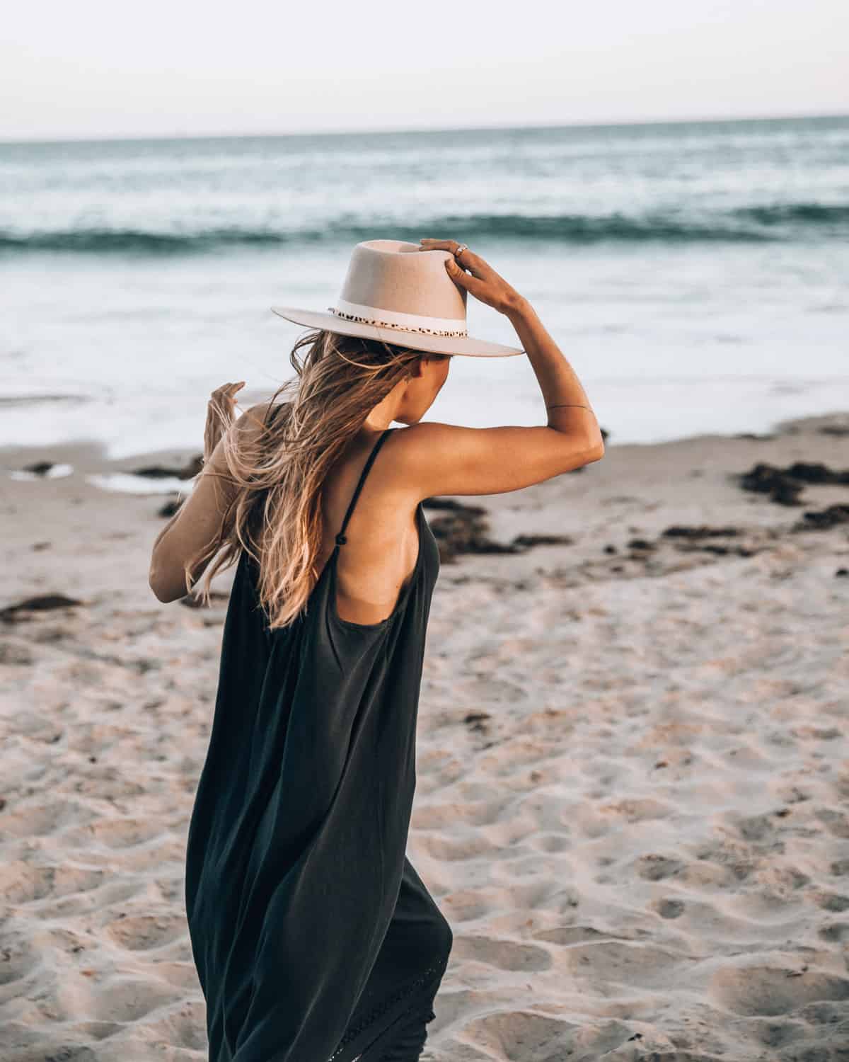 black dress perfect for the beach