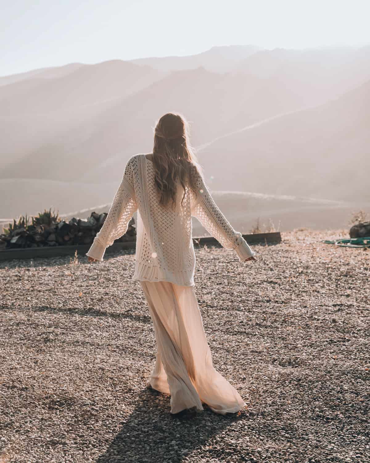 flowy white dress floor length